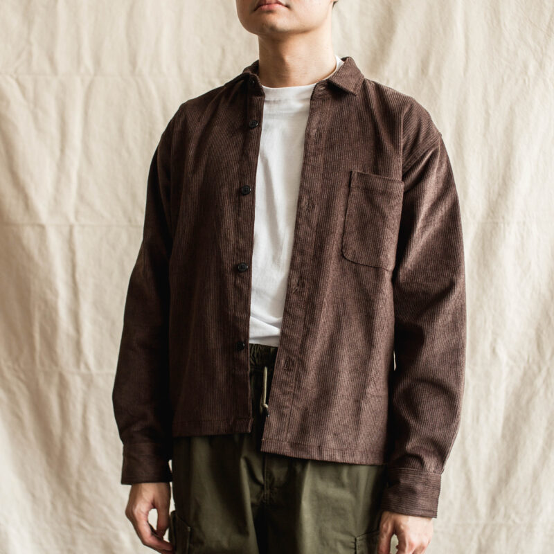 Boxy Button Up LS – Brown Cord (2)