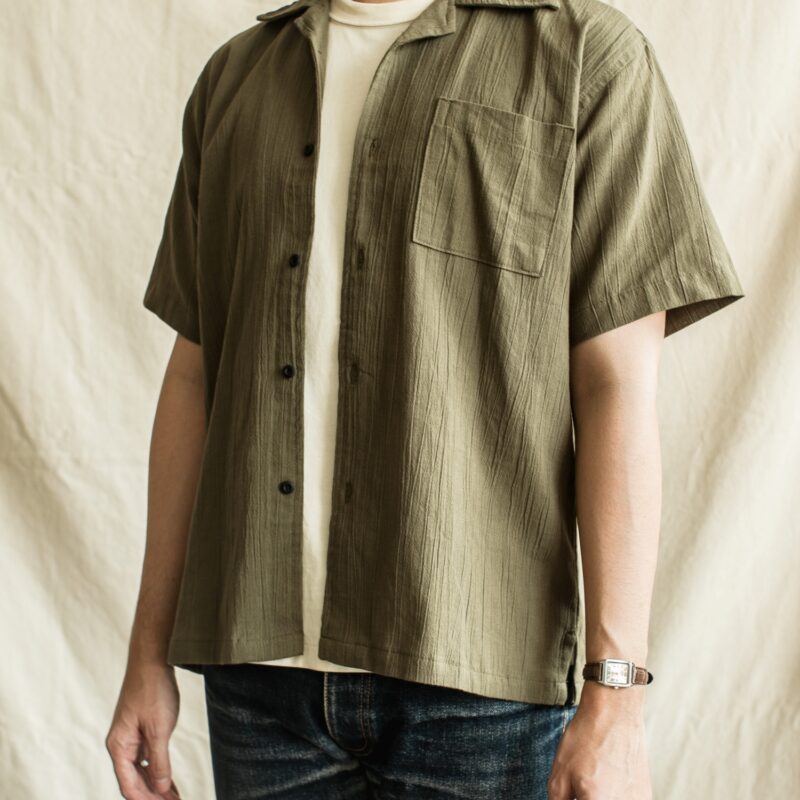 Weekend Shirt OS – Olive Crinkle Linen (2)
